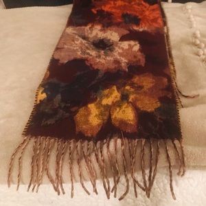 Cashmink Oversized Scarf with Fringe, Flowers